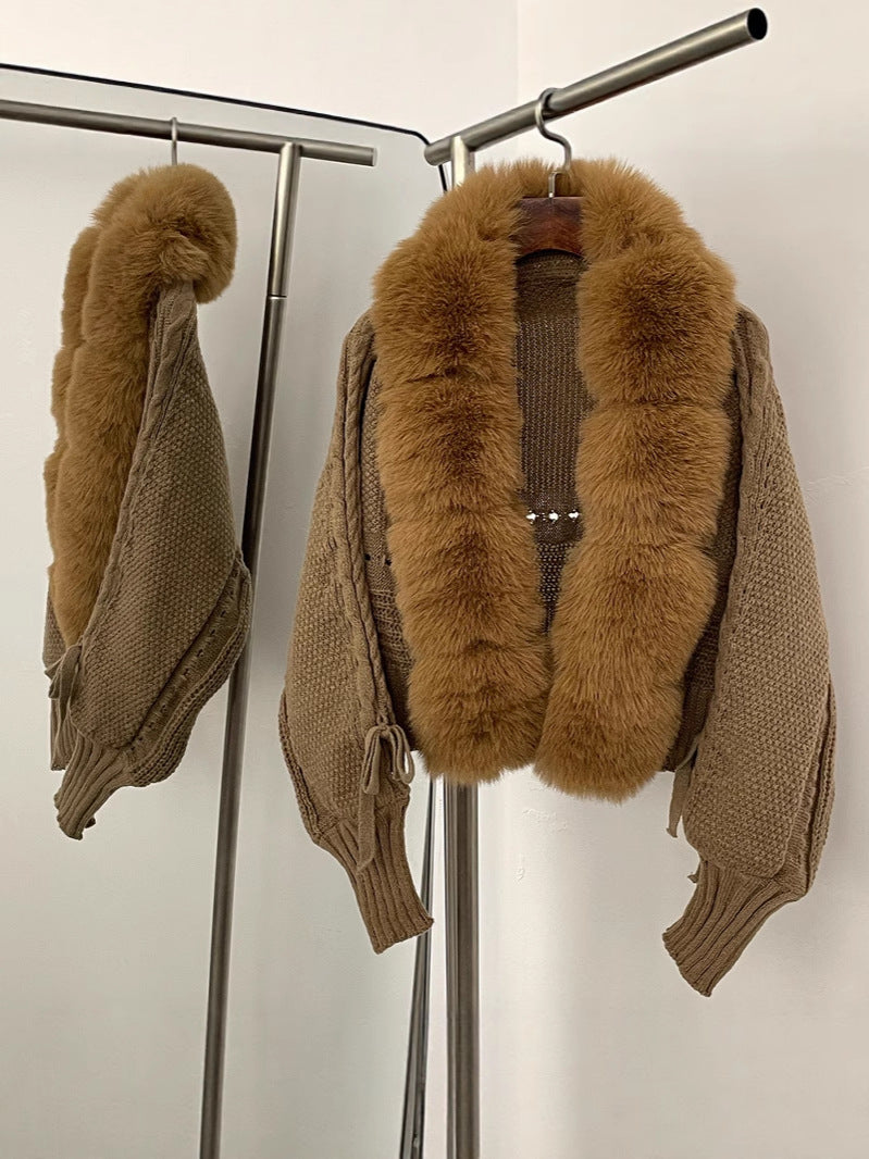Celeste Knit Cardigan with Faux Fur Collar