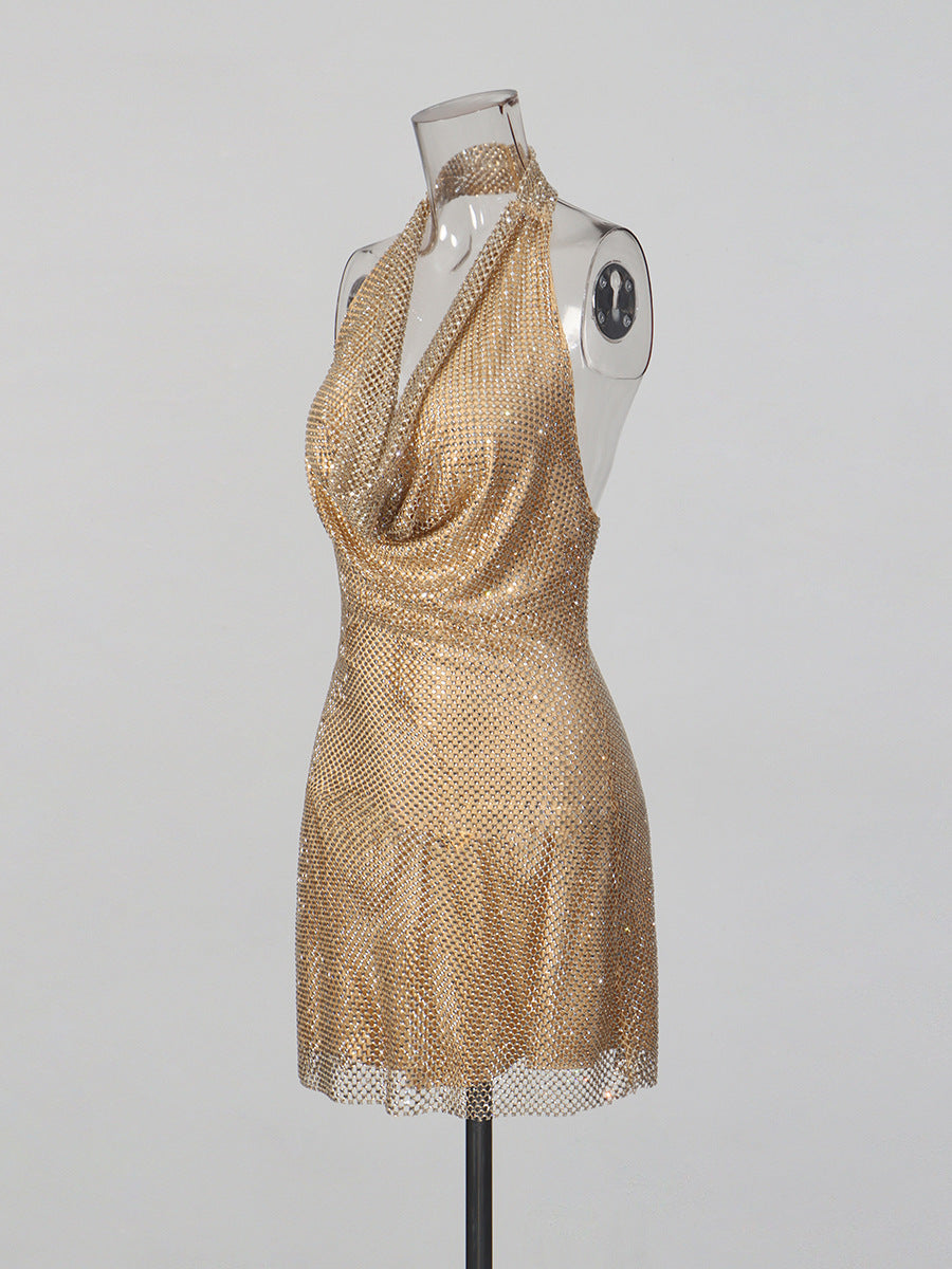 Gilda Crystal Halter Mini Dress