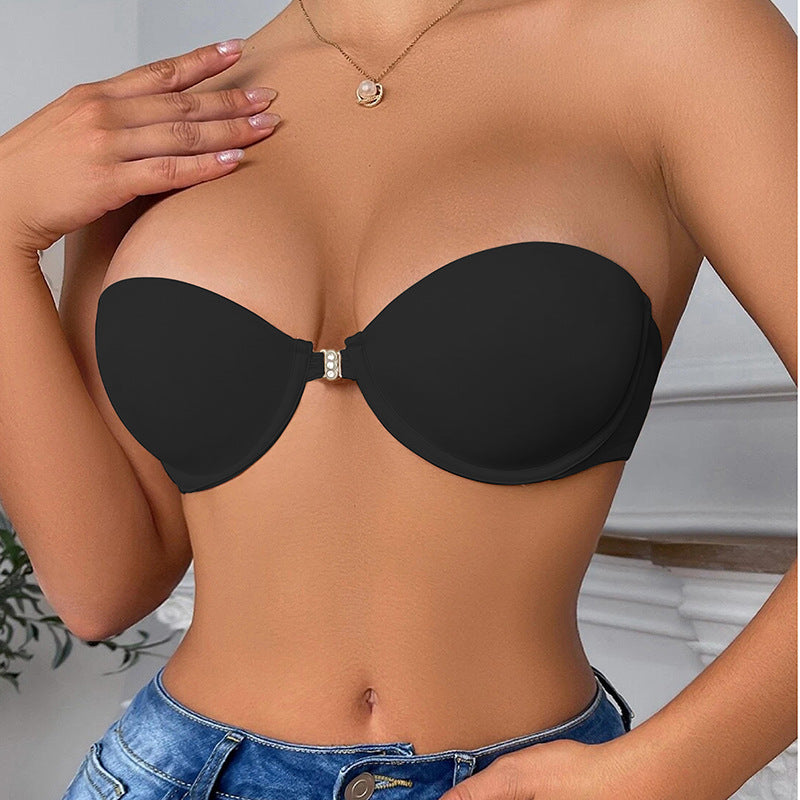Plunge Front-Closure Strapless Bra