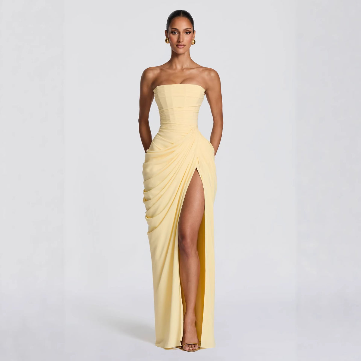 Ariana Long-Sleeve Fishtail Maxi