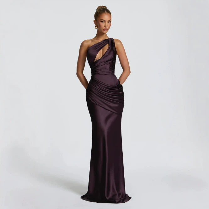 Colette Satin Draped Mermaid Gown