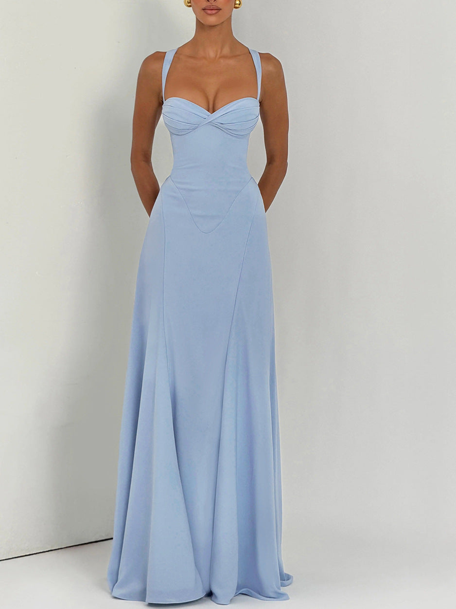 Juliette Cross-Front Open-Back Dress