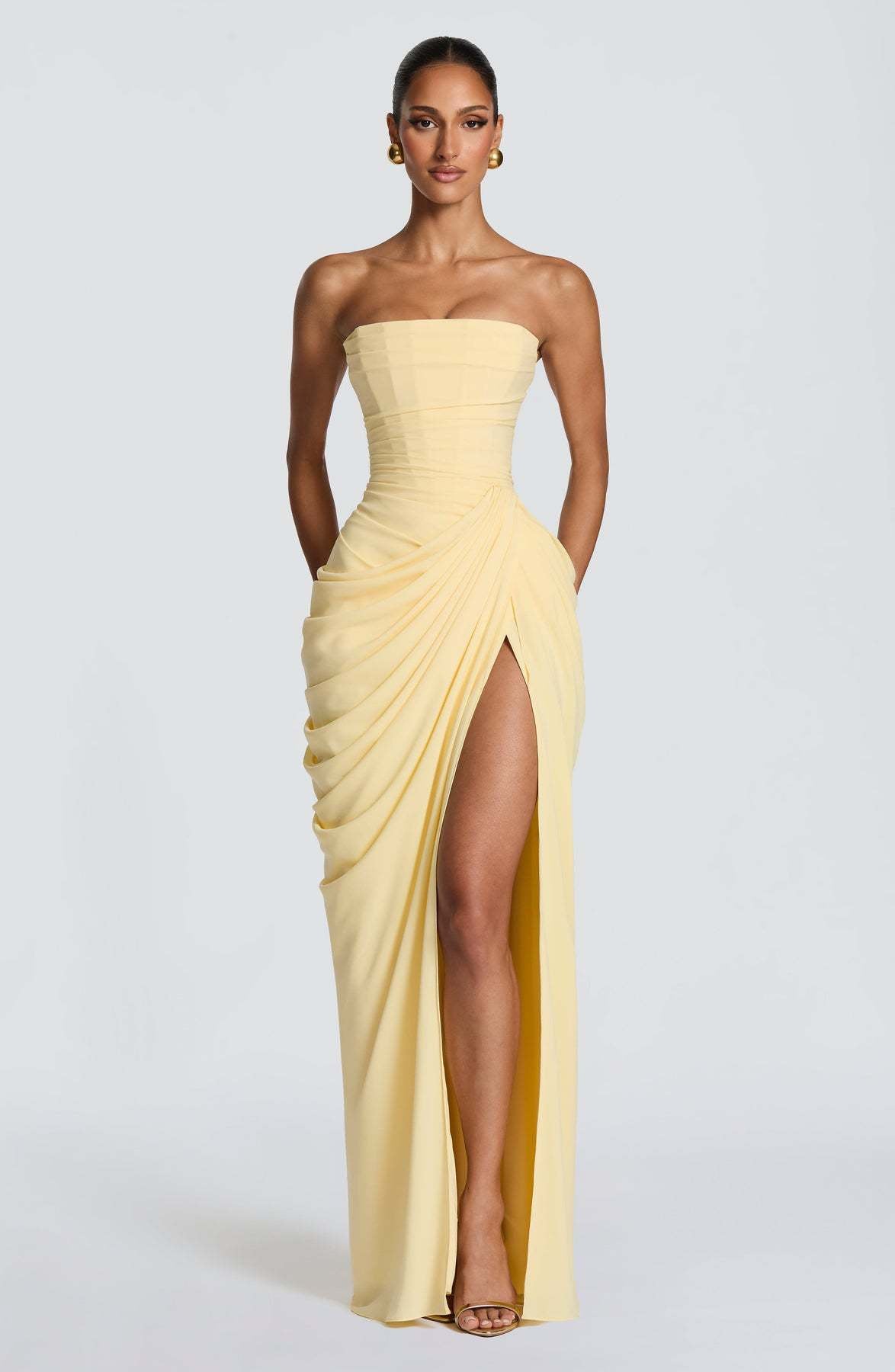 Ondine Ruffled Off-Shoulder Slit Dress
