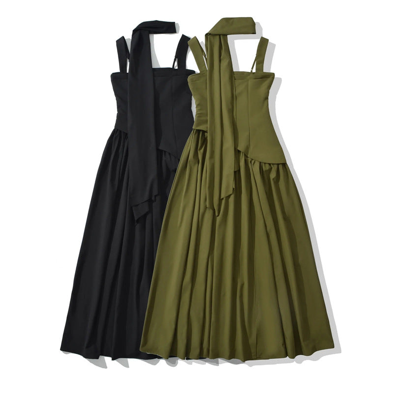 Palais Pleated Scarf-Strap Maxi Dress