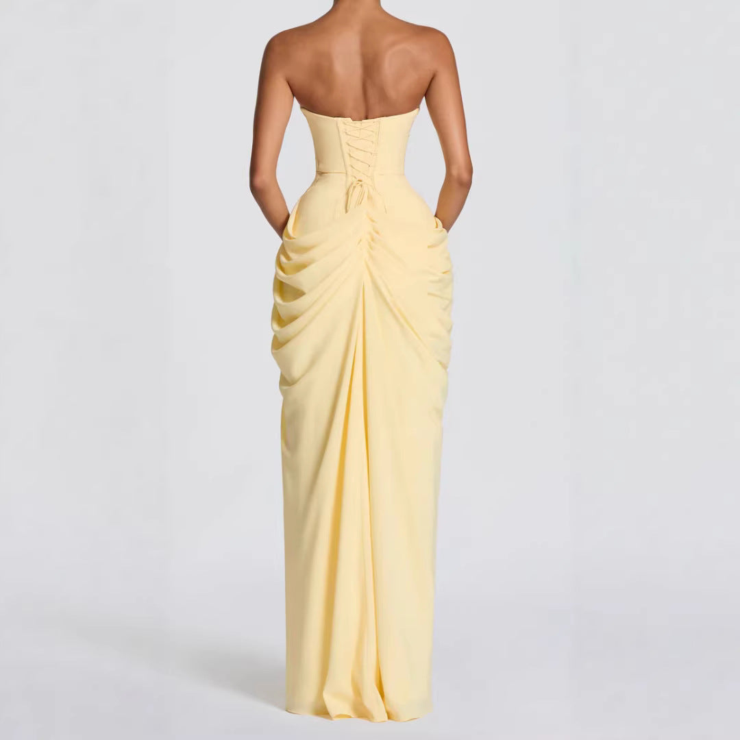 Delphine Strapless Ruched Gown