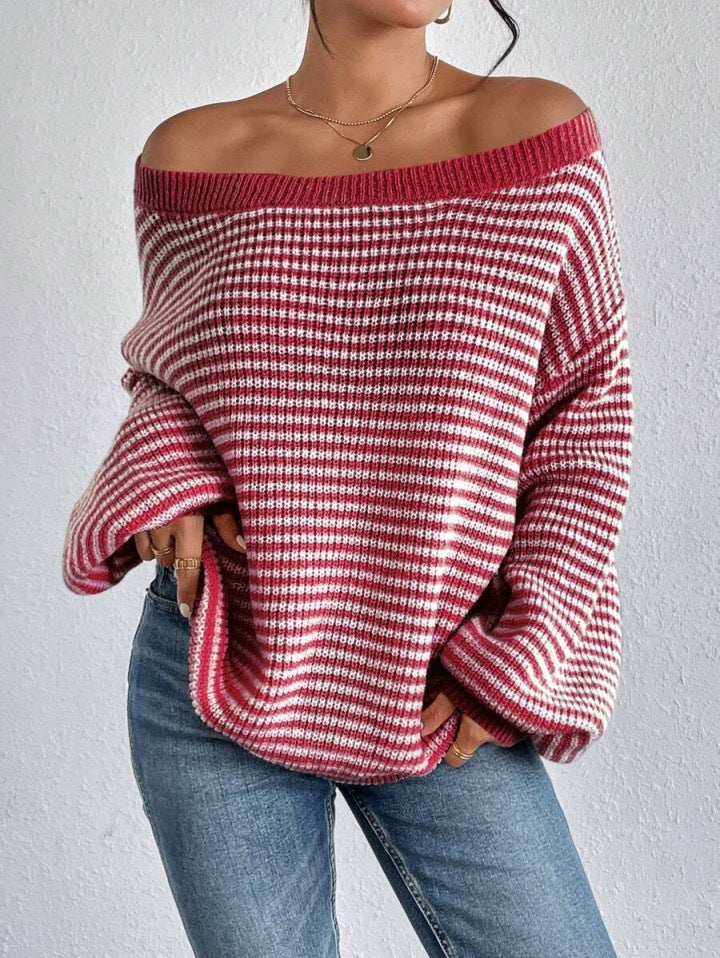 Margot Off-Shoulder Striped Knit