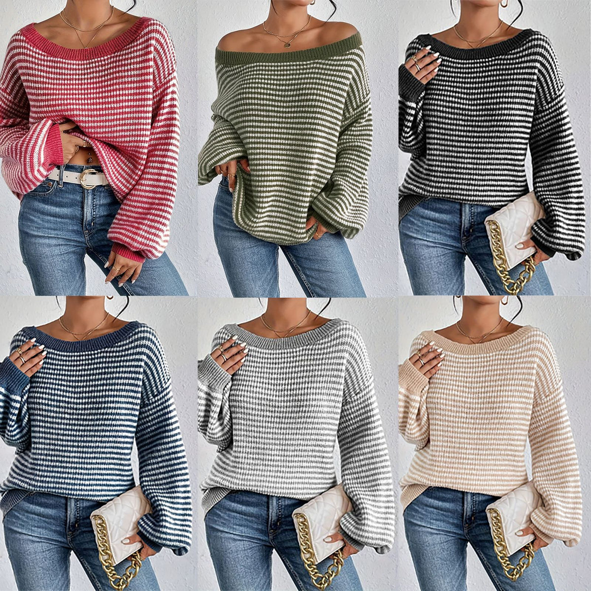 Margot Off-Shoulder Striped Knit