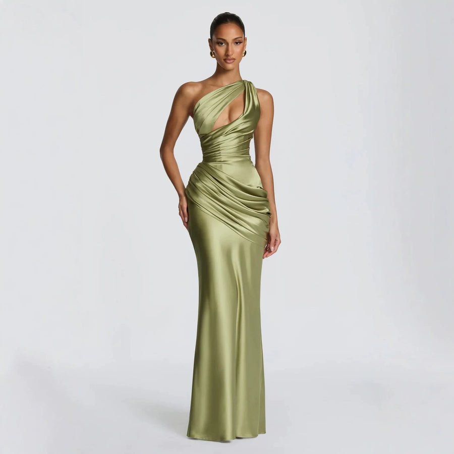 Colette Satin Draped Mermaid Gown