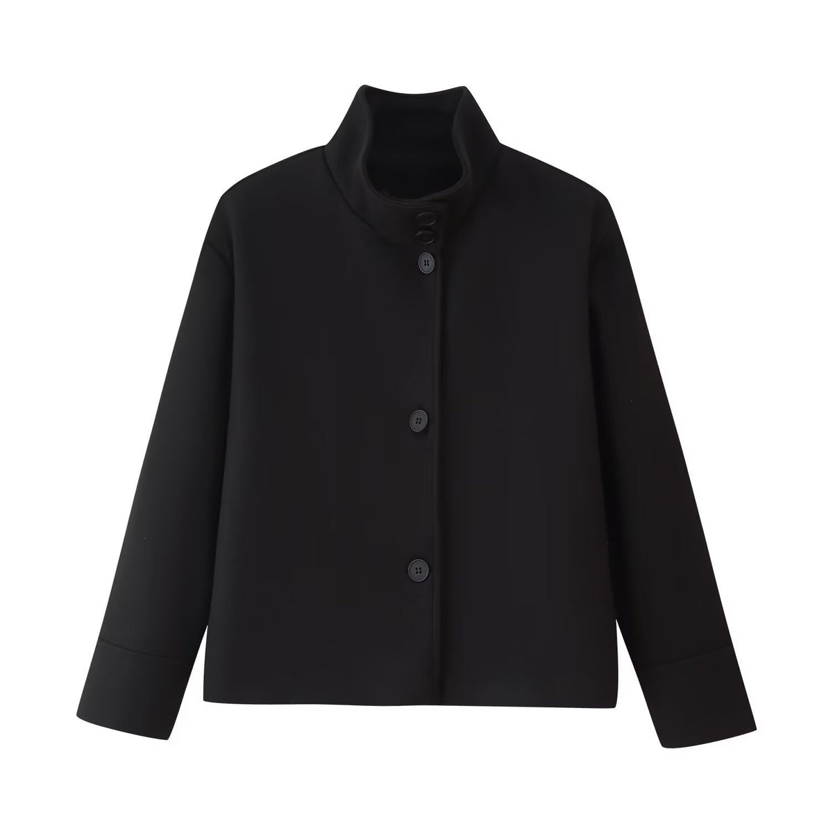 Hazel Stand-Collar Wool-Look Jacket