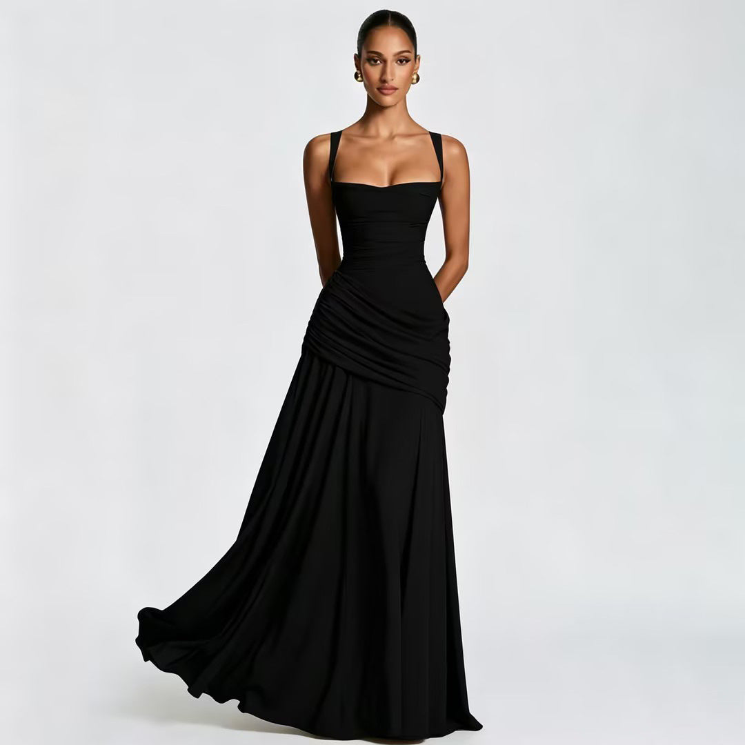 Elise Cinched Satin Slip Dress