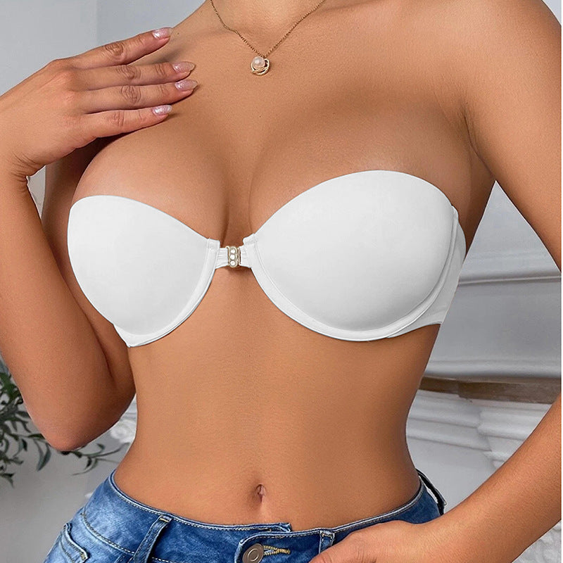 Plunge Front-Closure Strapless Bra