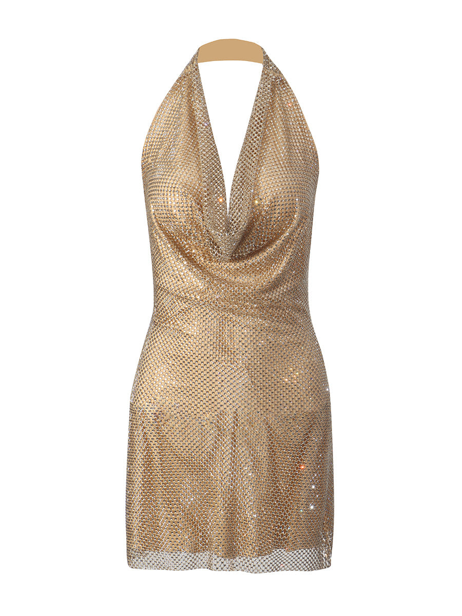 Gilda Crystal Halter Mini Dress