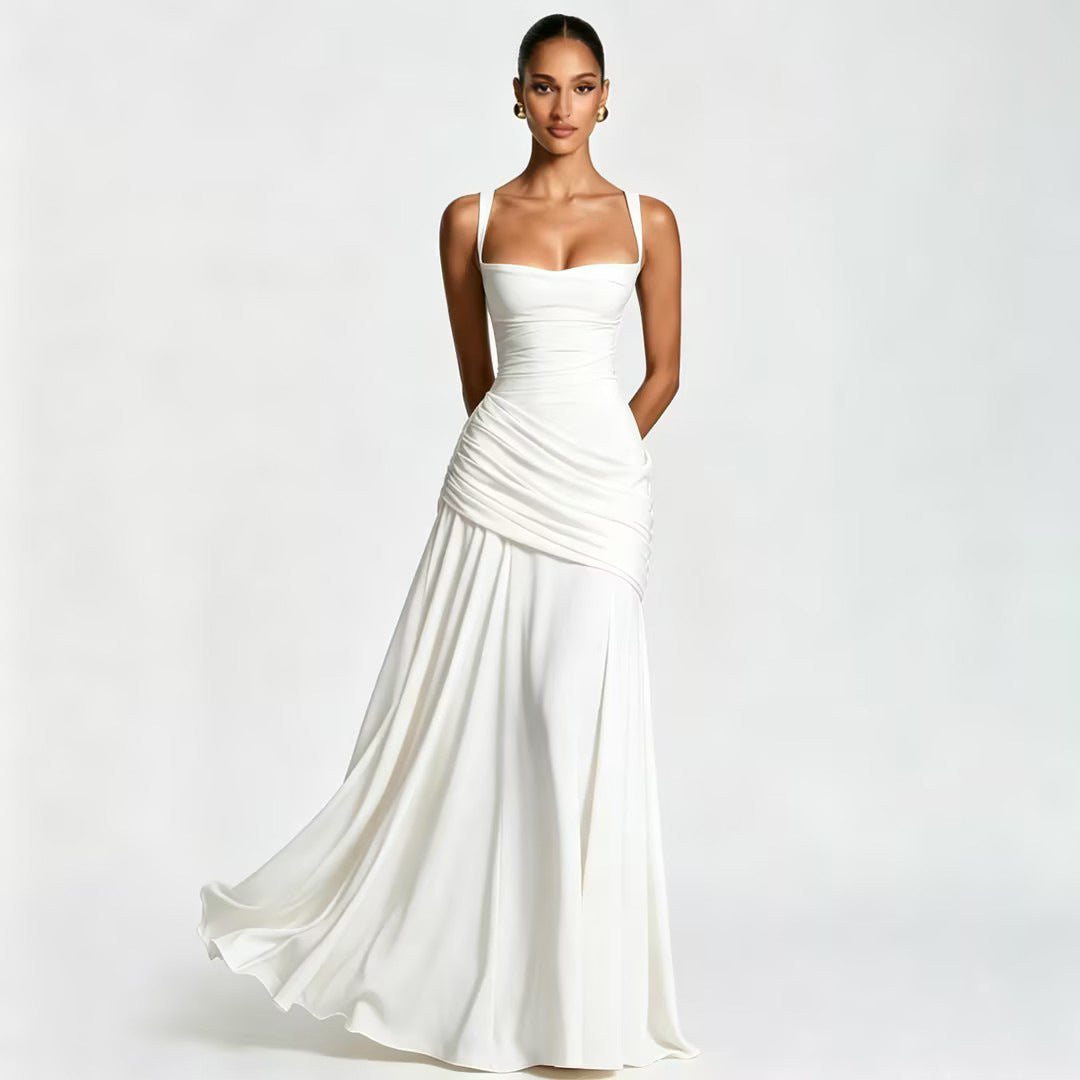 Elise Cinched Satin Slip Dress