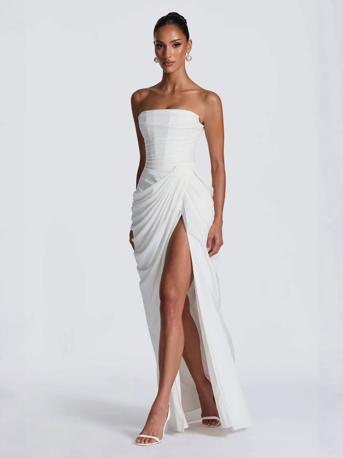 Ondine Ruffled Off-Shoulder Slit Dress