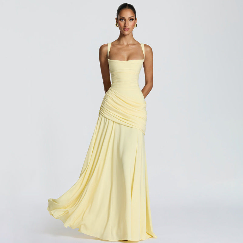 Elise Cinched Satin Slip Dress
