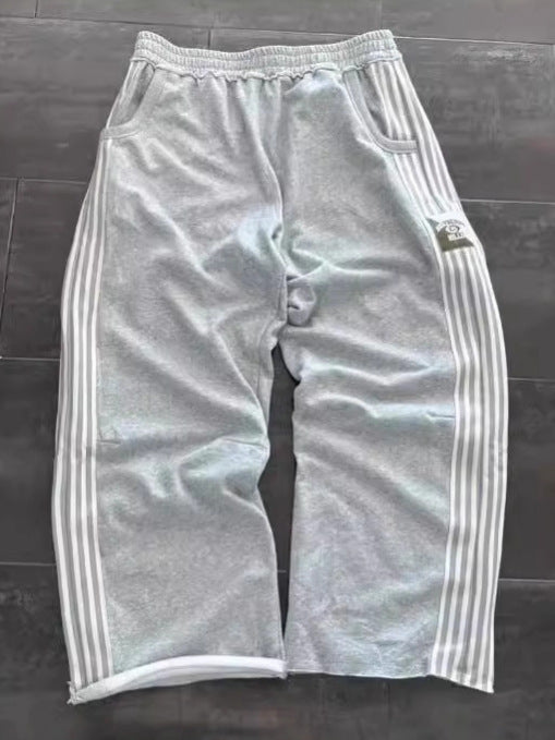 Retro Striped High-Waist Pants