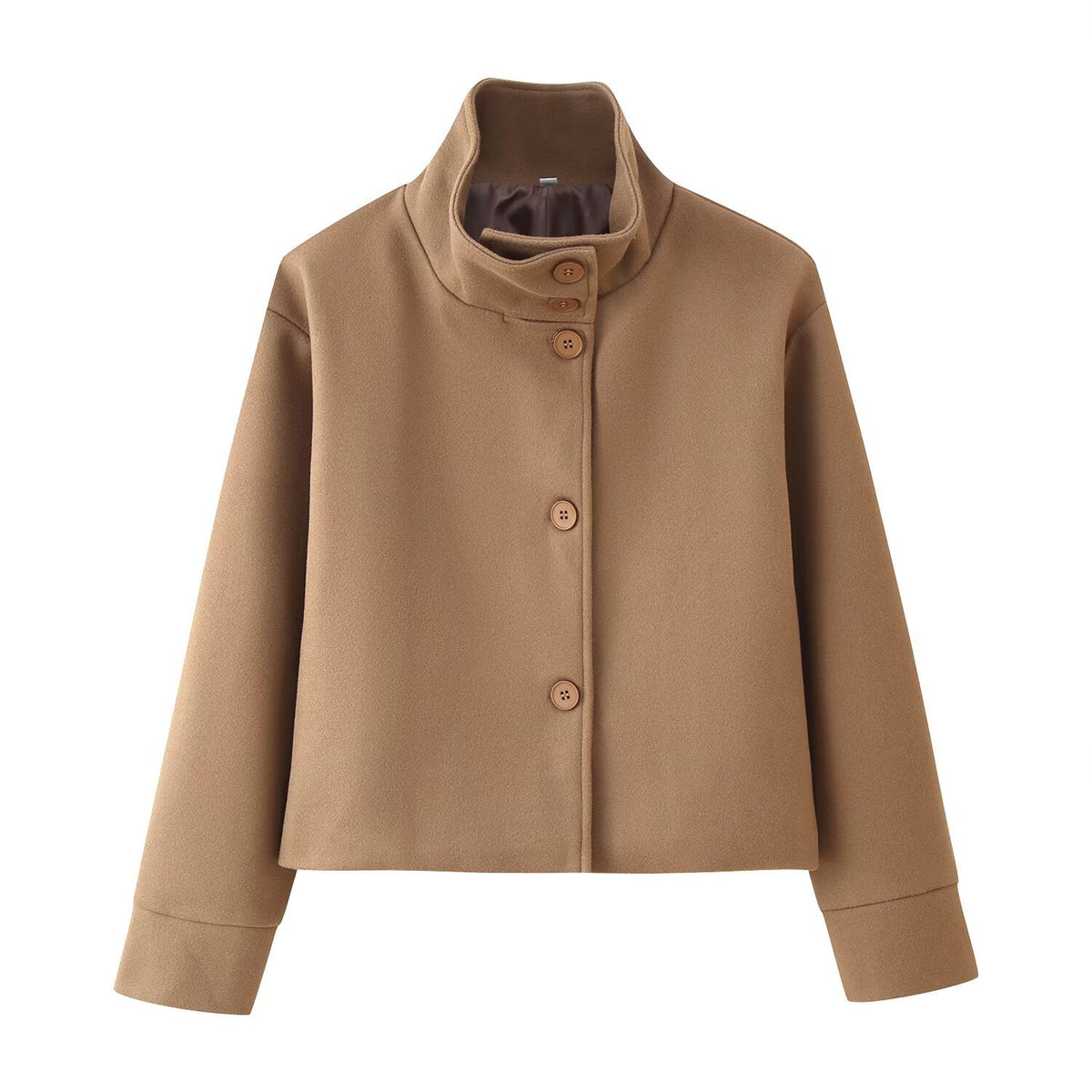 Hazel Stand-Collar Wool-Look Jacket