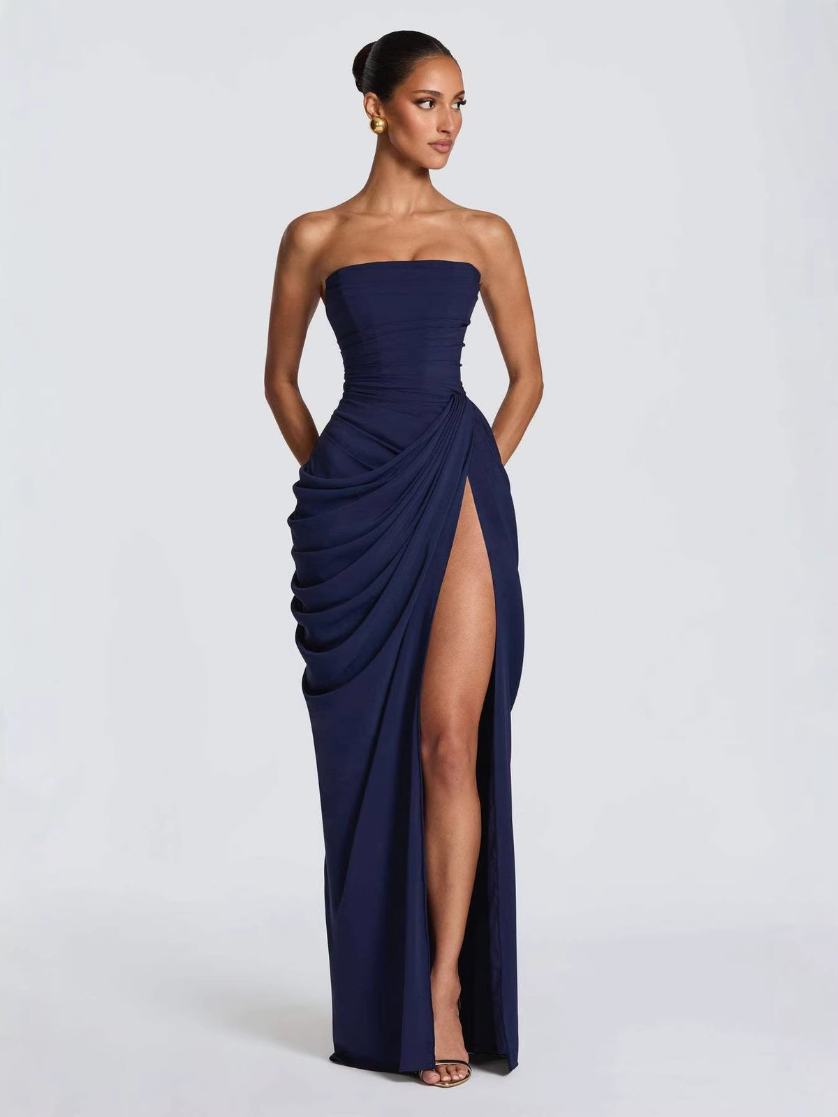Ondine Ruffled Off-Shoulder Slit Dress