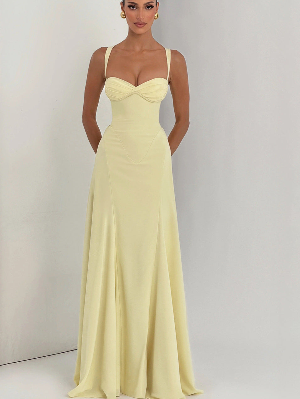 Juliette Cross-Front Open-Back Dress