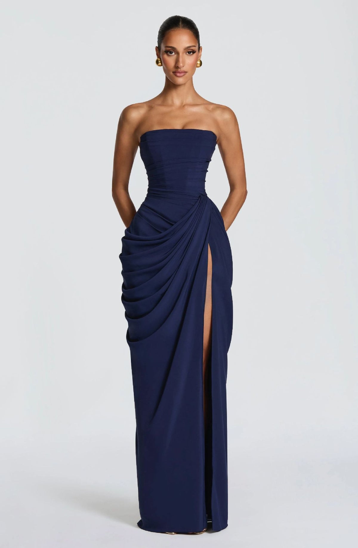 Delphine Strapless Ruched Gown