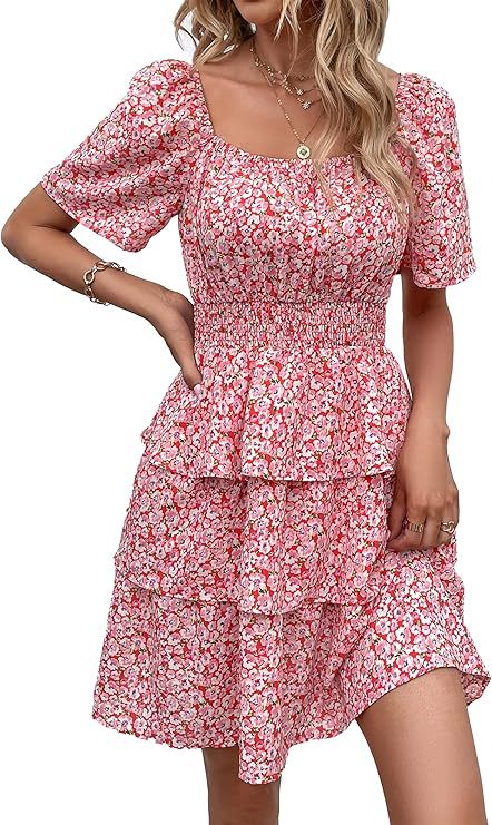Flora Tiered Square-Neck Dress