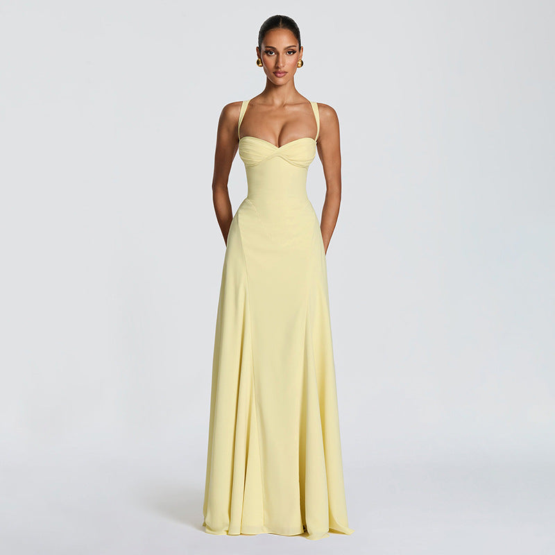 Juliette Cross-Front Open-Back Dress