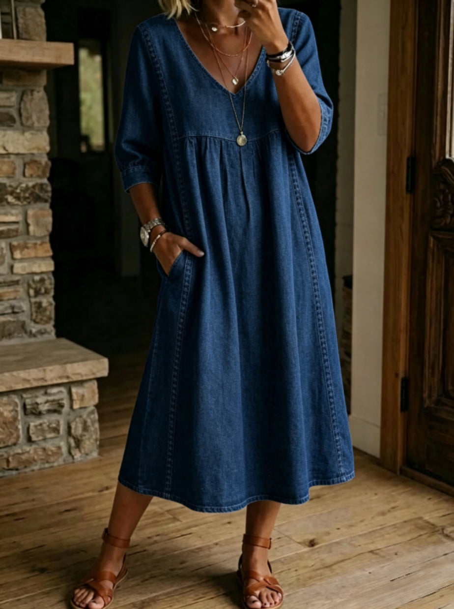 Linnea Lace-Trim Linen Dress