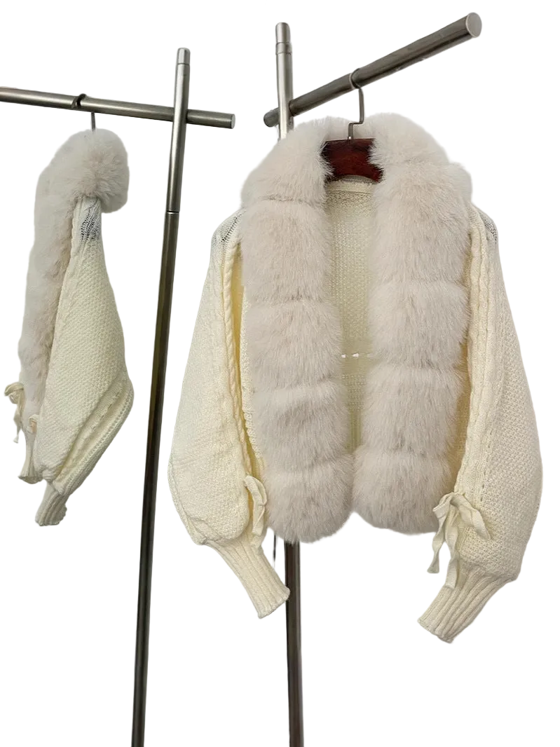 Celeste Knit Cardigan with Faux Fur Collar