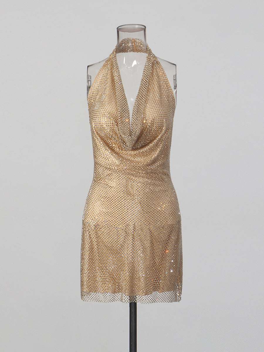Gilda Crystal Halter Mini Dress