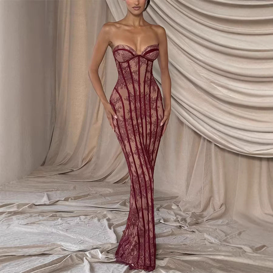 Valencia Lace Lace-Up Maxi Dress