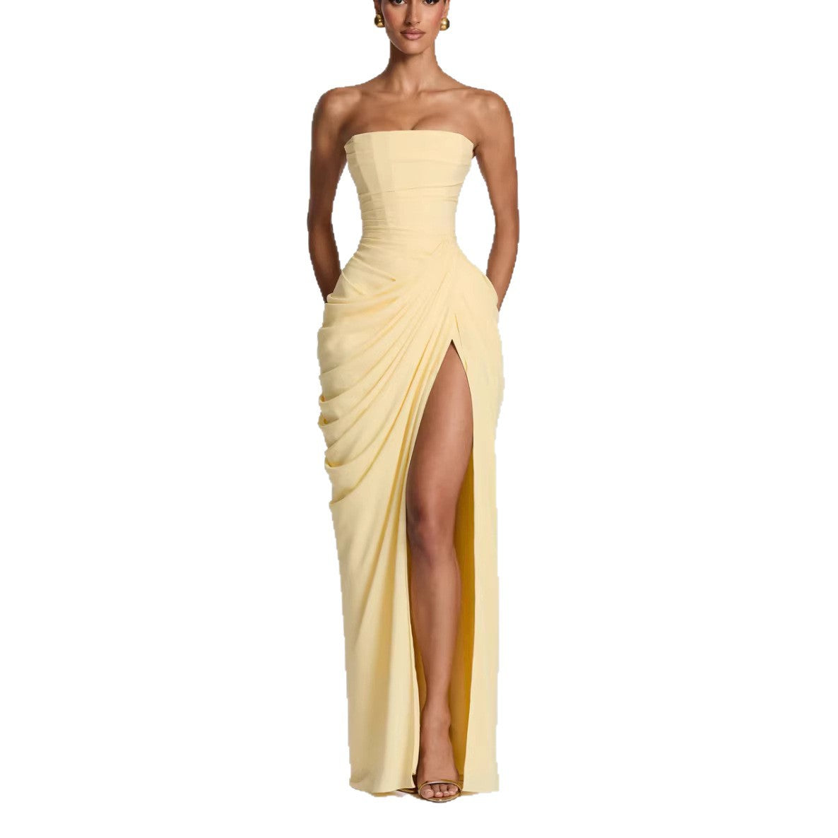 Delphine Strapless Ruched Gown
