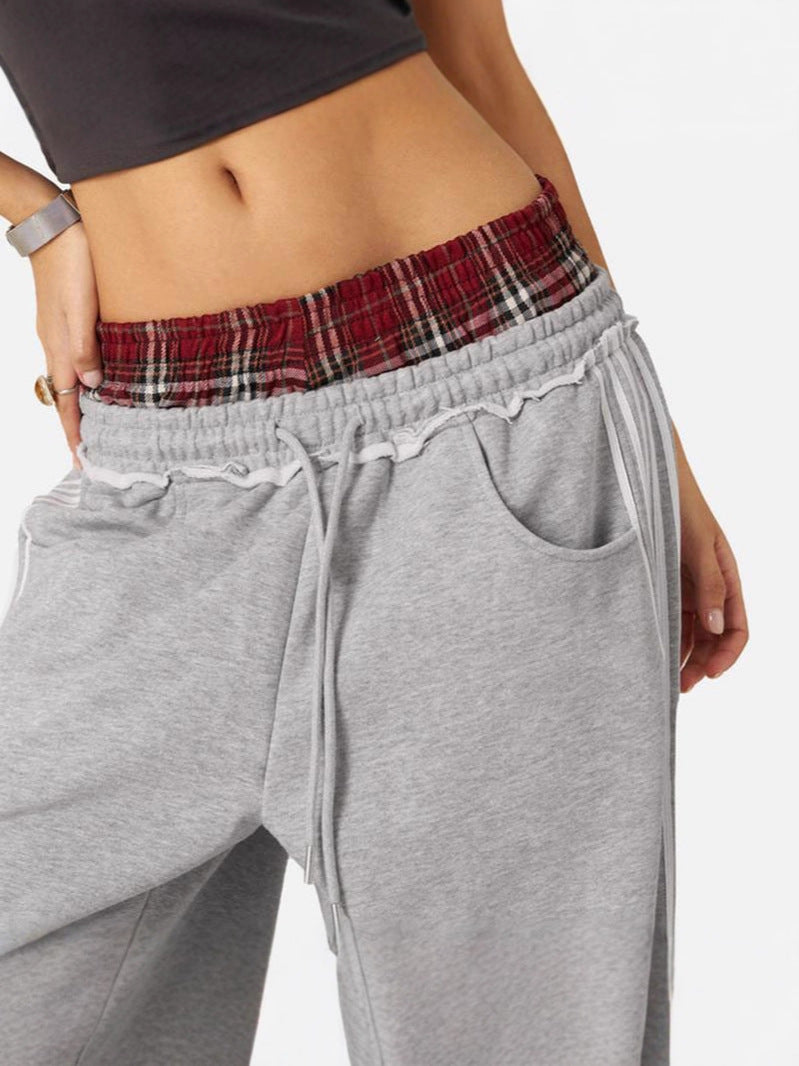 Retro Striped High-Waist Pants
