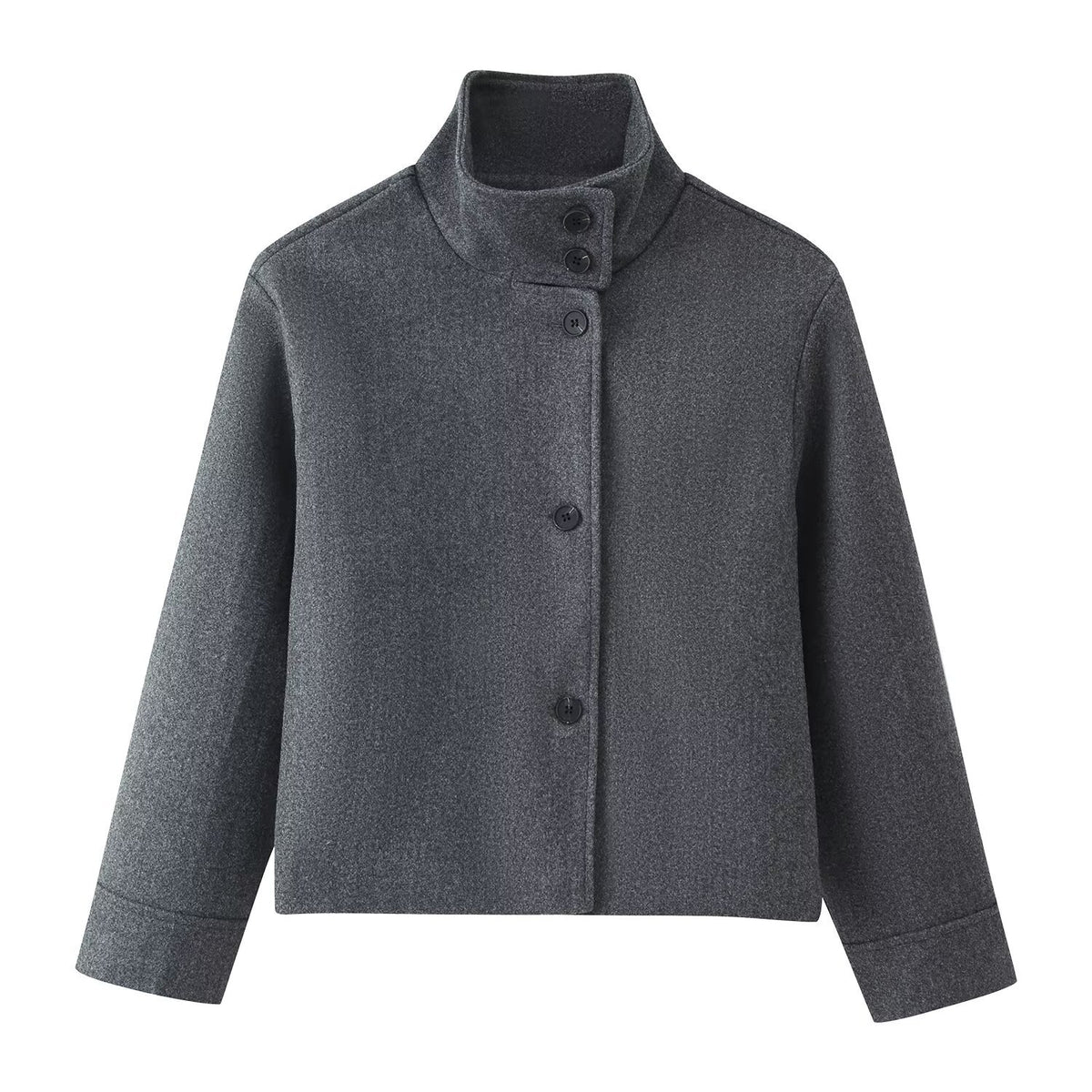 Hazel Stand-Collar Wool-Look Jacket