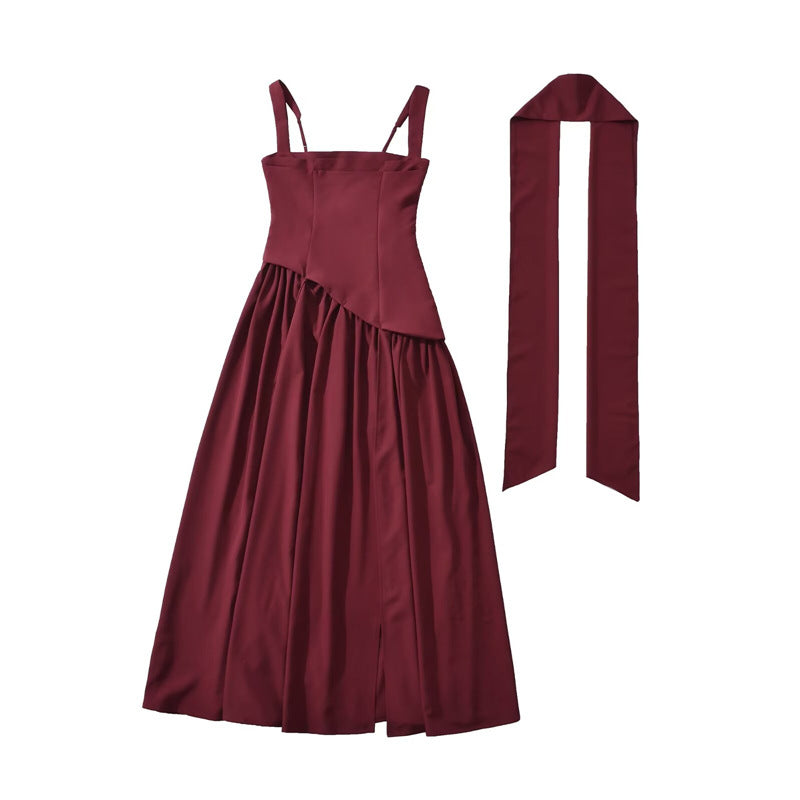 Palais Pleated Scarf-Strap Maxi Dress