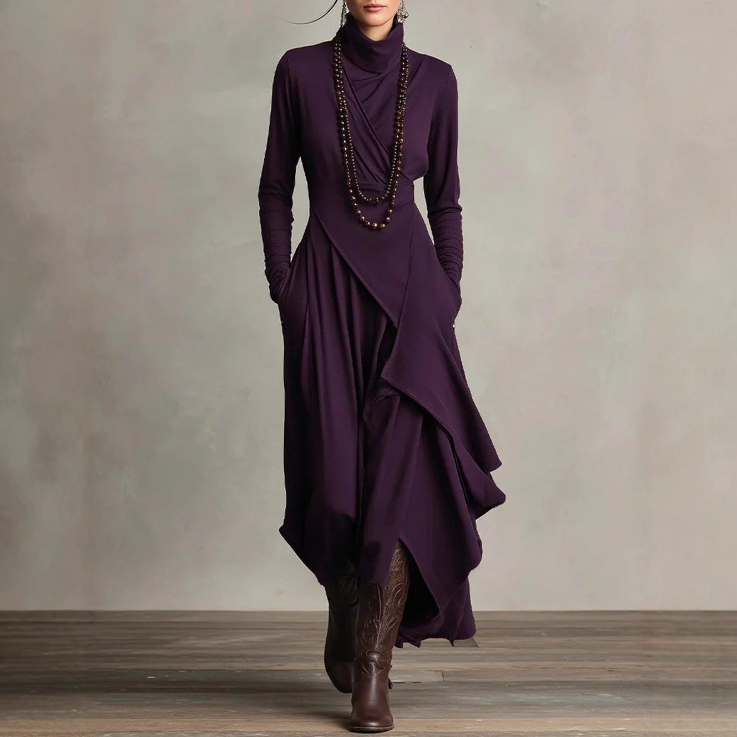 NUVOK Elodie Half-Turtleneck Knit Maxi Dress