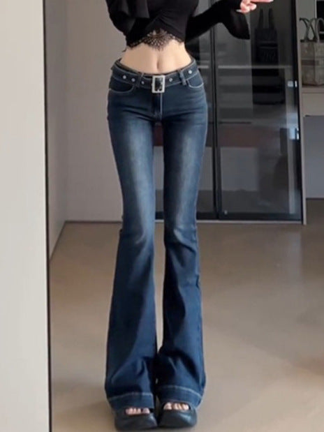 Kensington Belted Micro-Flare Jeans