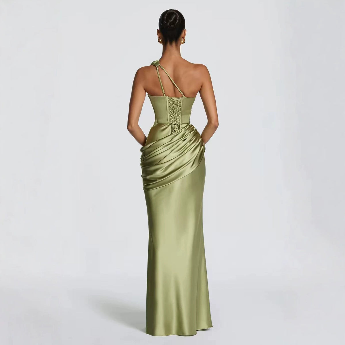 Colette Satin Draped Mermaid Gown