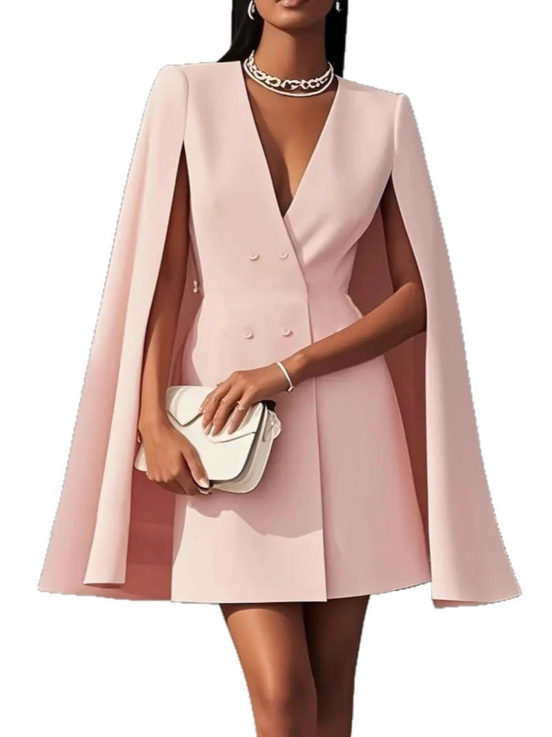Simone Cape-Sleeve Blazer Dress