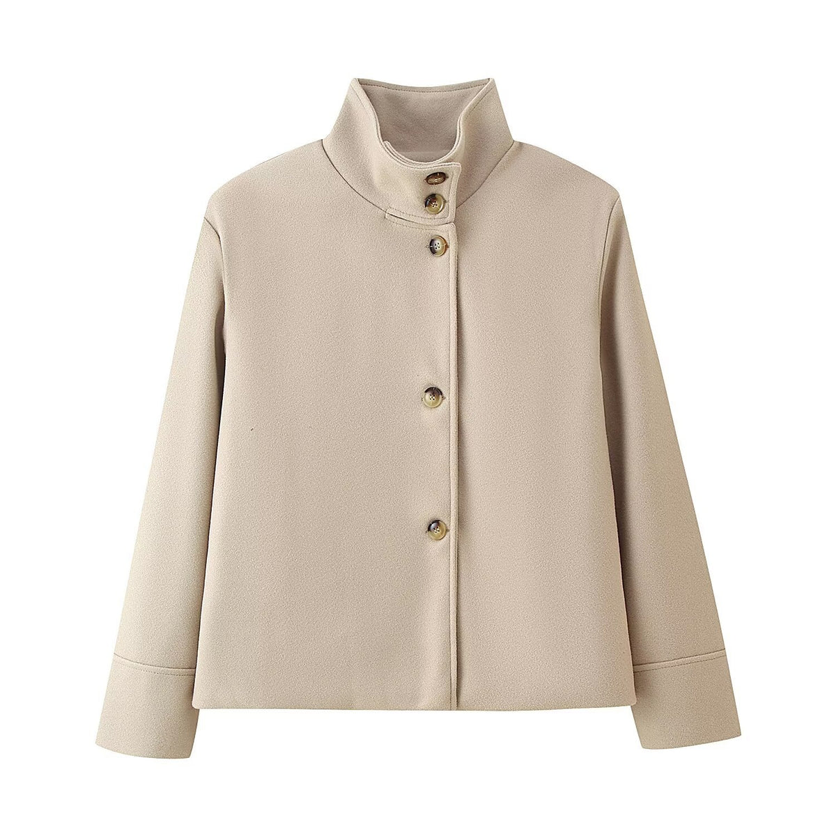 Hazel Stand-Collar Wool-Look Jacket