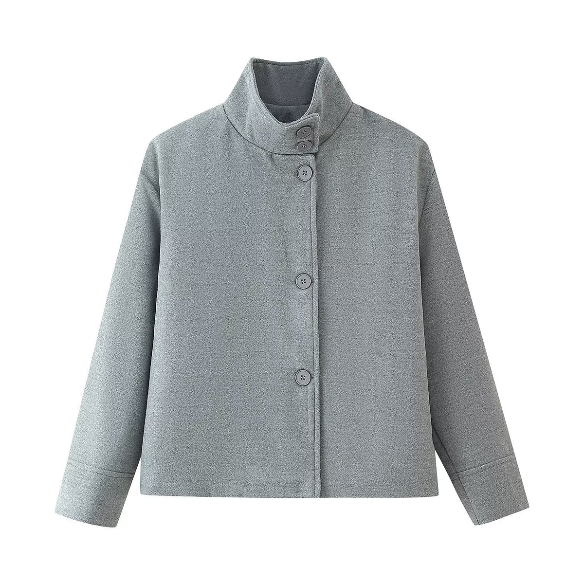 Hazel Stand-Collar Wool-Look Jacket