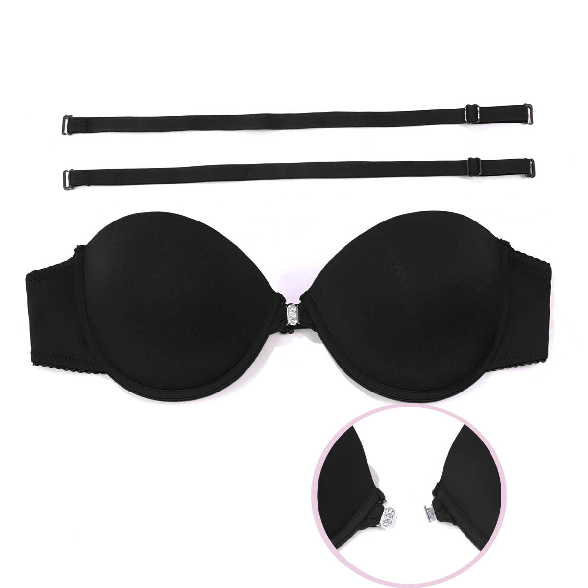 Plunge Front-Closure Strapless Bra