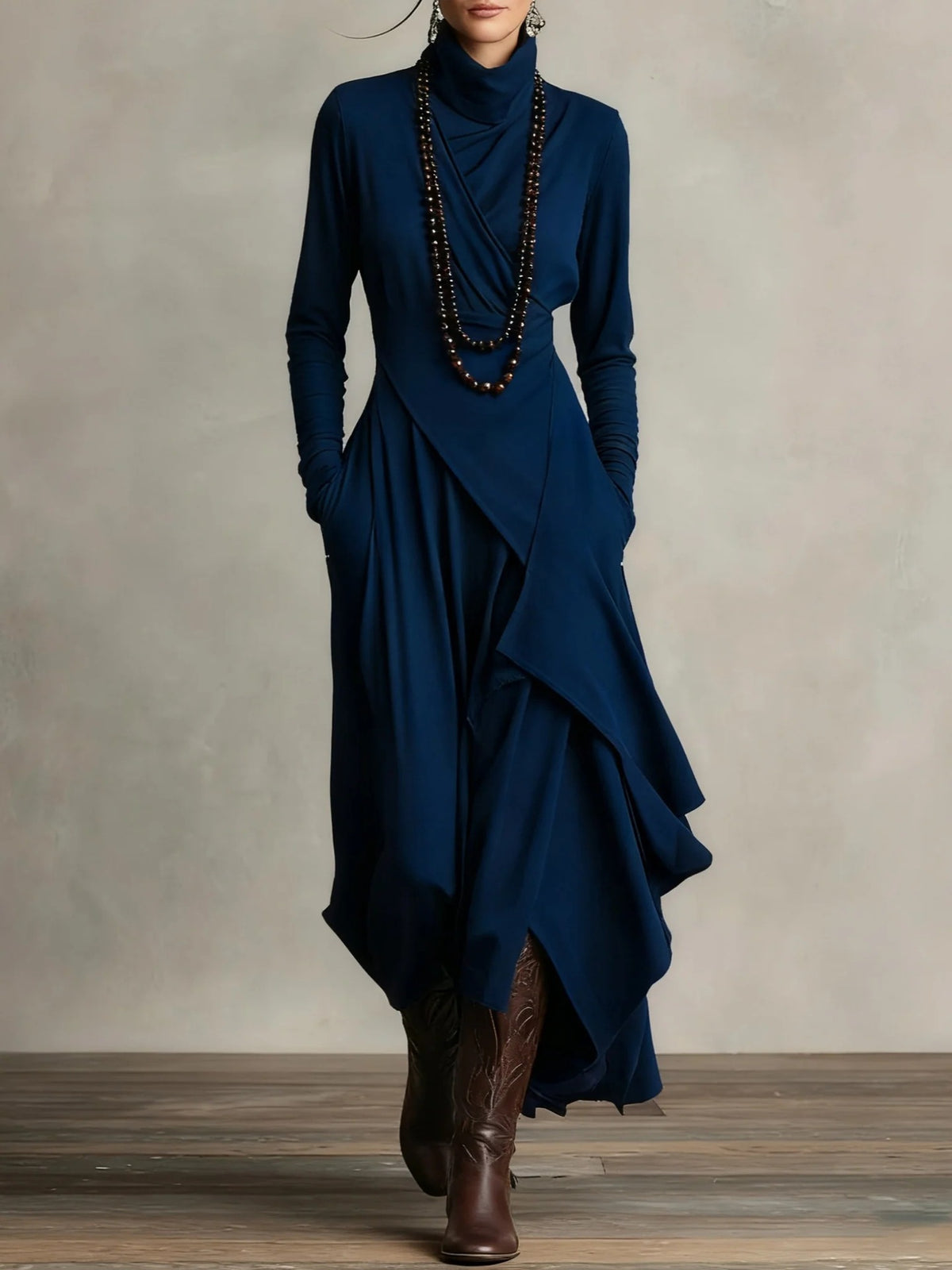 Elodie Half-Turtleneck Knit Maxi Dress