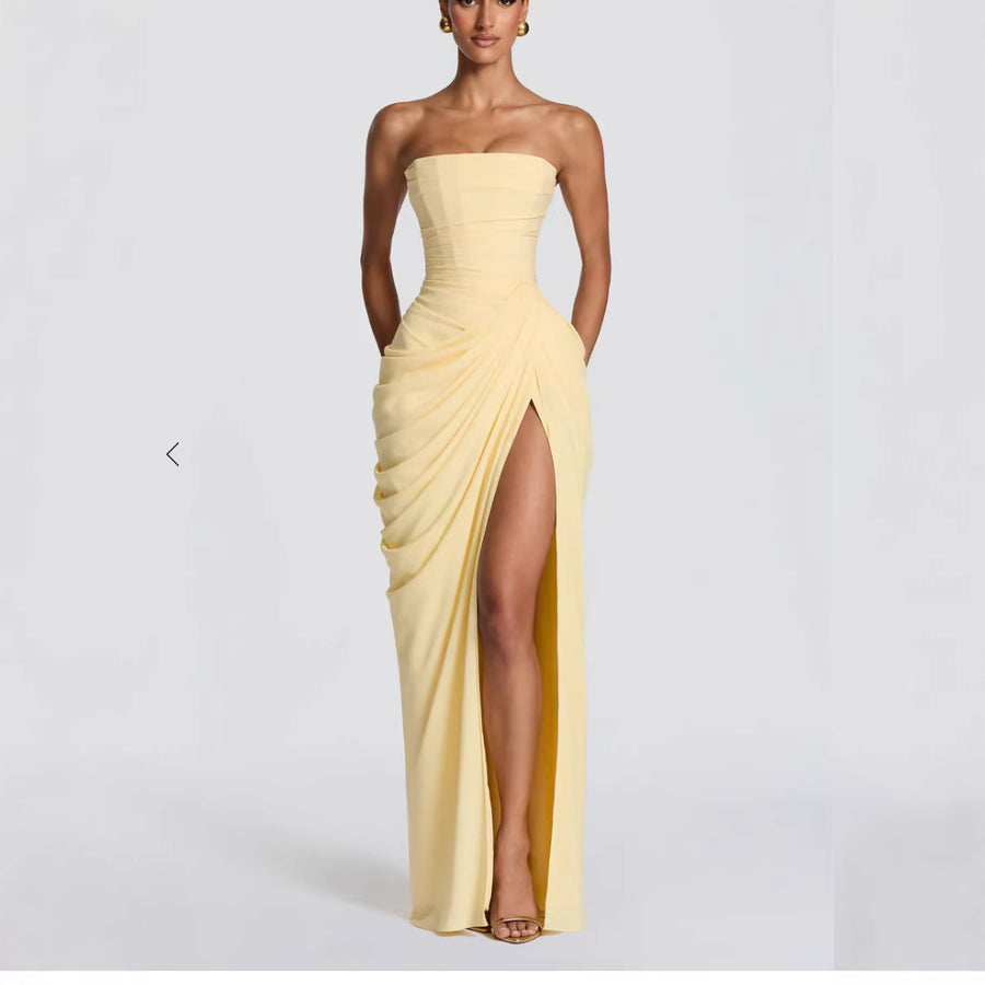 Delphine Strapless Ruched Gown