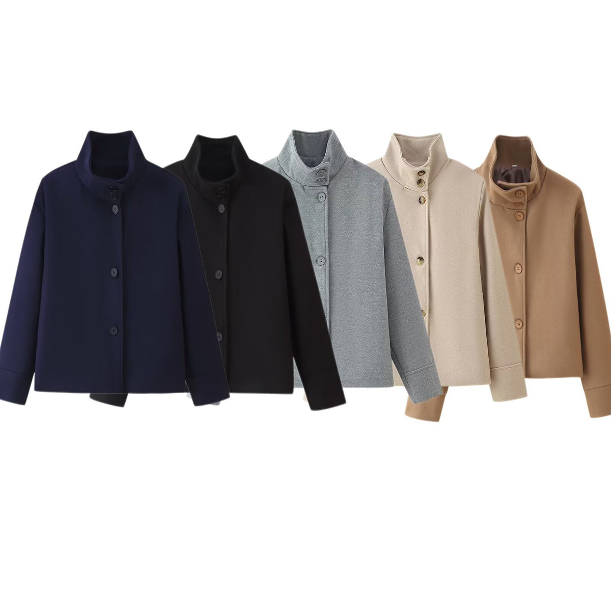 Hazel Stand-Collar Wool-Look Jacket