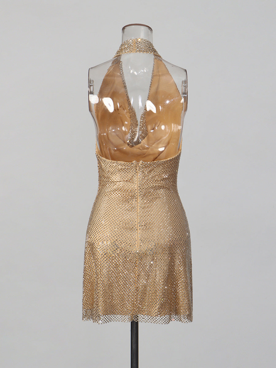 Gilda Crystal Halter Mini Dress