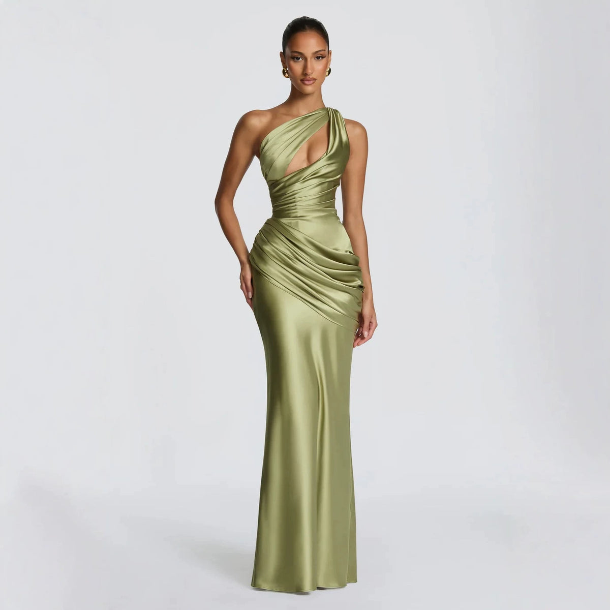 Colette Satin Draped Mermaid Gown