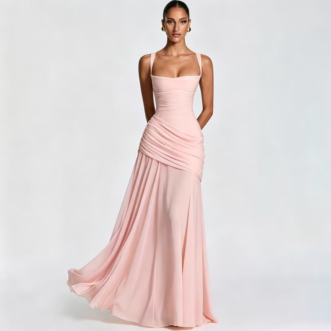 Elise Cinched Satin Slip Dress