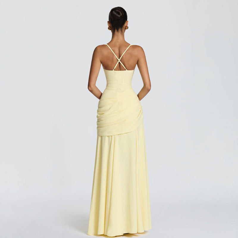 Elise Cinched Satin Slip Dress