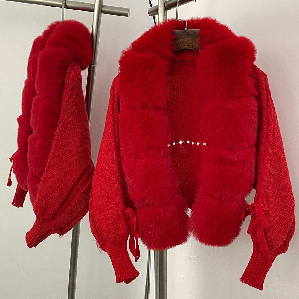 Celeste Knit Cardigan with Faux Fur Collar