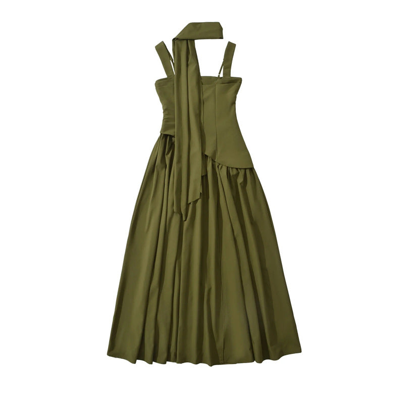 Palais Pleated Scarf-Strap Maxi Dress